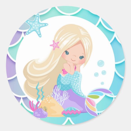 Mermaid Round sticker (Voorkant)