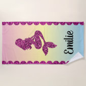 Mermaid roze glitter strandlaken (Voorkant)