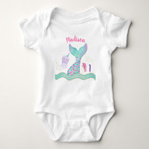 Mermaid roze goud onder het Zee Baby Romper
