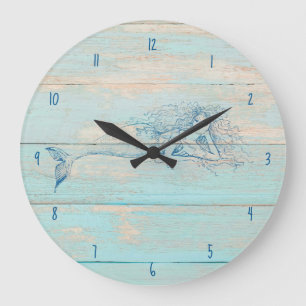 Mermaid Rustic Beach Wood Coastal Grote Klok