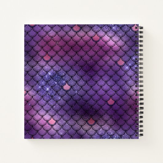 Mermaid Scale Glitter Paars Monogram Sketchbook N Notitieboek (Achterkant)