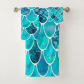 Mermaid scale patroon turquoise mineblauw bad handdoek (Insitu)