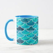 Mermaid scale patroon turquoise mineblauw mok (Links)