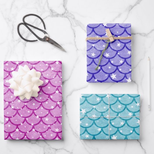 Mermaid Scales Design Wrapping Paper Set (Voorkant)