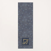 Mermaid Scales Monogram Navy Blue Gold Home Decor Yogamat (Voorkant)