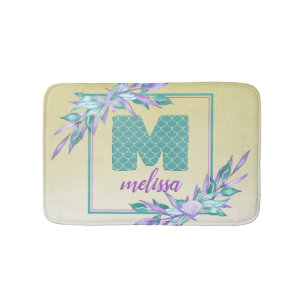 #Mermaid Scales #Monogram Waterverf Ombre Floral Badmat