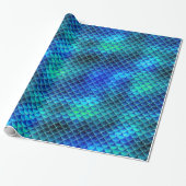 Mermaid Scales Pattern Blue ID600 Cadeaupapier (Uitgerold)