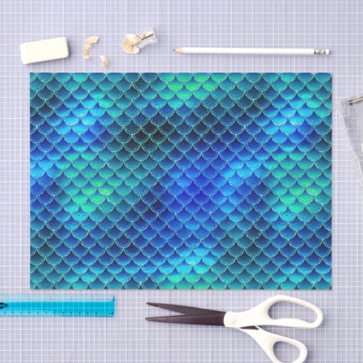 Mermaid Scales Pattern Blue ID600 Tissuepapier (Craft)