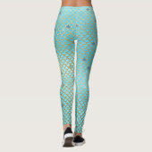 Mermaid Scales Scallops Pattern Aqua Blauwgroen Go Leggings (Achterkant)