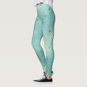 Mermaid Scales Scallops Pattern Aqua Blauwgroen Go Leggings (Links)