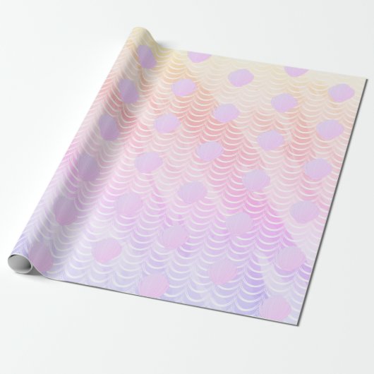 Mermaid Scales Seashells Waterverf Patroon Cadeaupapier (Uitgerold)