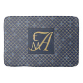 Mermaid Schubben Monogram Navyblauw Goud Huisdecor Badmat (Voorkant)