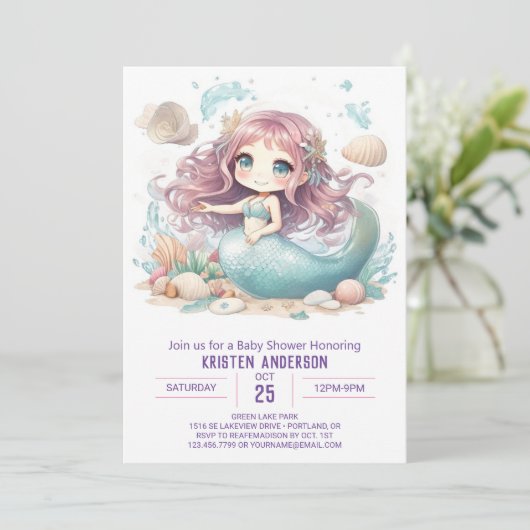 Mermaid se demande s'il a dévoilé une invitation B (Debout devant)