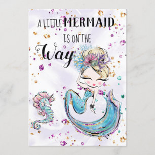 ~ Mermaid Sea Horse Unicorn Baby shower Invitation