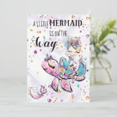 ~ Mermaid Sea Unicorn Chat Baby shower Invitation (Debout devant)