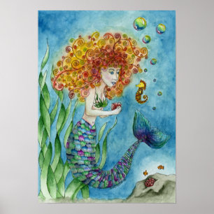 Mermaid - Seahorse Poster
