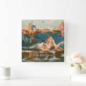 Mermaid Seashore Shells Zee  Beach House Vierkante Klok (Huis)