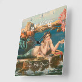 Mermaid Seashore Shells Zee  Beach House Vierkante Klok (Hoek)