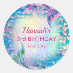 mermaid sequin Birthday Classic Round Sticker