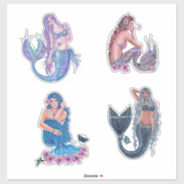 Mermaid set van 4 stickers door Renee Lavoie
