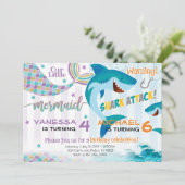 Mermaid Shark Anniversaire Fête Invitation Frères (Debout devant)