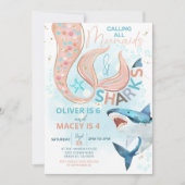 Mermaid Shark Anniversaire Invitation conjointe An (Devant)