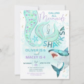 Mermaid Shark Anniversaire Invitation conjointe An (Devant)