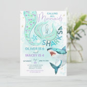 Mermaid Shark Anniversaire Invitation conjointe An (Debout devant)