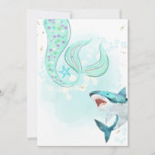 Mermaid Shark Anniversaire Invitation conjointe An (Dos)