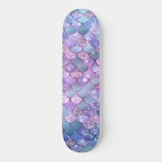 Mermaid Shimmery Satin Scales Motif Skateboard (Recto)