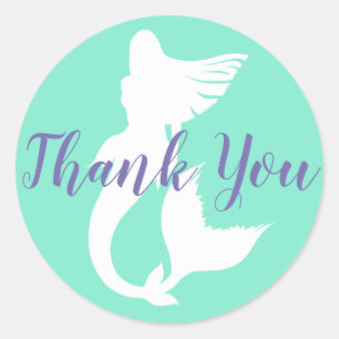 Mermaid Silhouette Bedankt Ronde Sticker