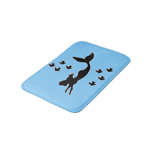 Mermaid Silhouette Blue Bath Mat (Gekanteld)