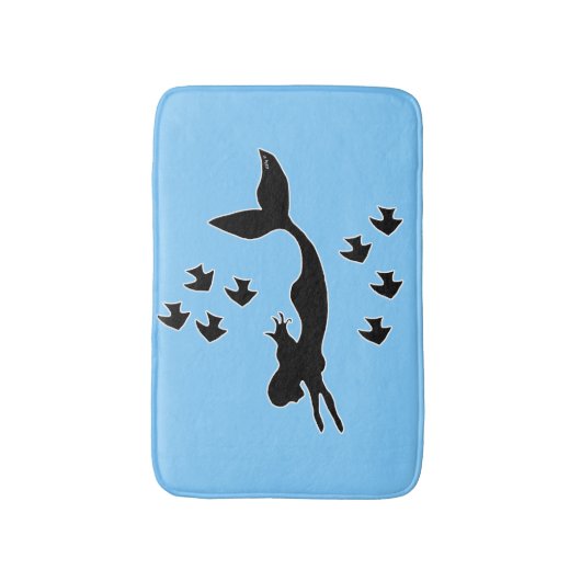 Mermaid Silhouette Blue Bath Mat (Voorkant Verticaal)