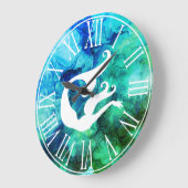 Mermaid Silhouette en Ocean Swirls Grote Klok (Hoek)