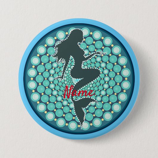 Mermaid Silhouette in Bubbles Thunder_Cove Button (Voorkant)