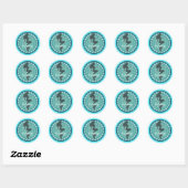 Mermaid Silhouette in Bubbles Thunder_Cove Classic Ronde Sticker (Vel)