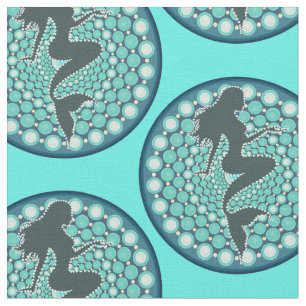 Mermaid Silhouette in Bubbles Thunder_Cove Fabric Stof