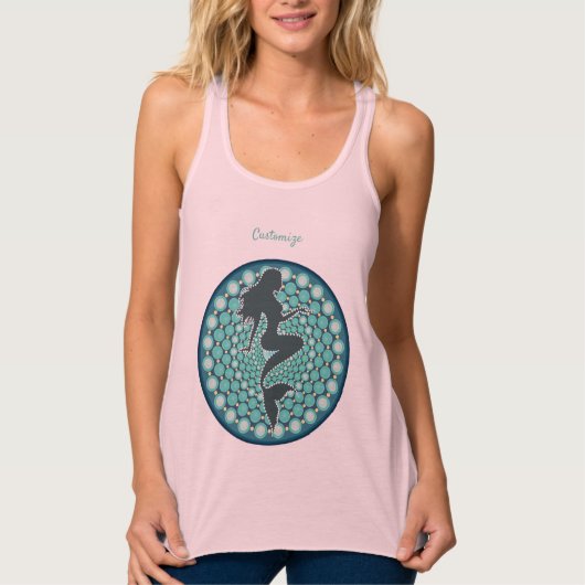 Mermaid Silhouette in Bubbles Thunder_Cove Tank T (Voorkant)