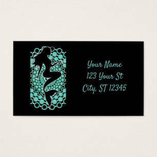 Mermaid Silhouette in Bubbles Thunder_Cove Visitekaartje