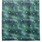 Mermaid Silver Blauwgroen Ocean Glitz Douchegordijn (Voorkant)