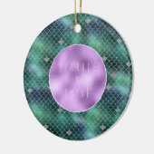 Mermaid Silver Blauwgroen Ocean Glitz Keramisch Ornament (Links)