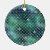 Mermaid Silver Blauwgroen Ocean Glitz Keramisch Ornament (Achterkant)