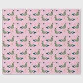 Mermaid Siren Theme Illustratie Afdrukroze Cadeaupapier (Vlak)