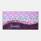 Mermaid skin roink Silver Glitter monogram Bureaumat (Voorkant)