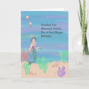 Mermaid sourit Carte d'anniversaire pour enfant