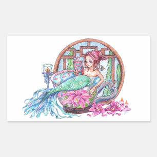 Mermaid Spa Time Rechthoekige Sticker
