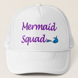 Mermaid Squad met blauwe staart op pet