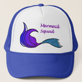 Mermaid Squad met paars en blauw pet van de staart