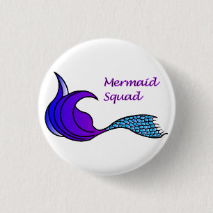 Mermaid Squad met paarse en blauwe staartknop Ronde Button 3,2 Cm