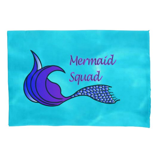 Mermaid Squad met paarse zeemeerminstaart kussensl Kussensloop (Voorkant-Links)